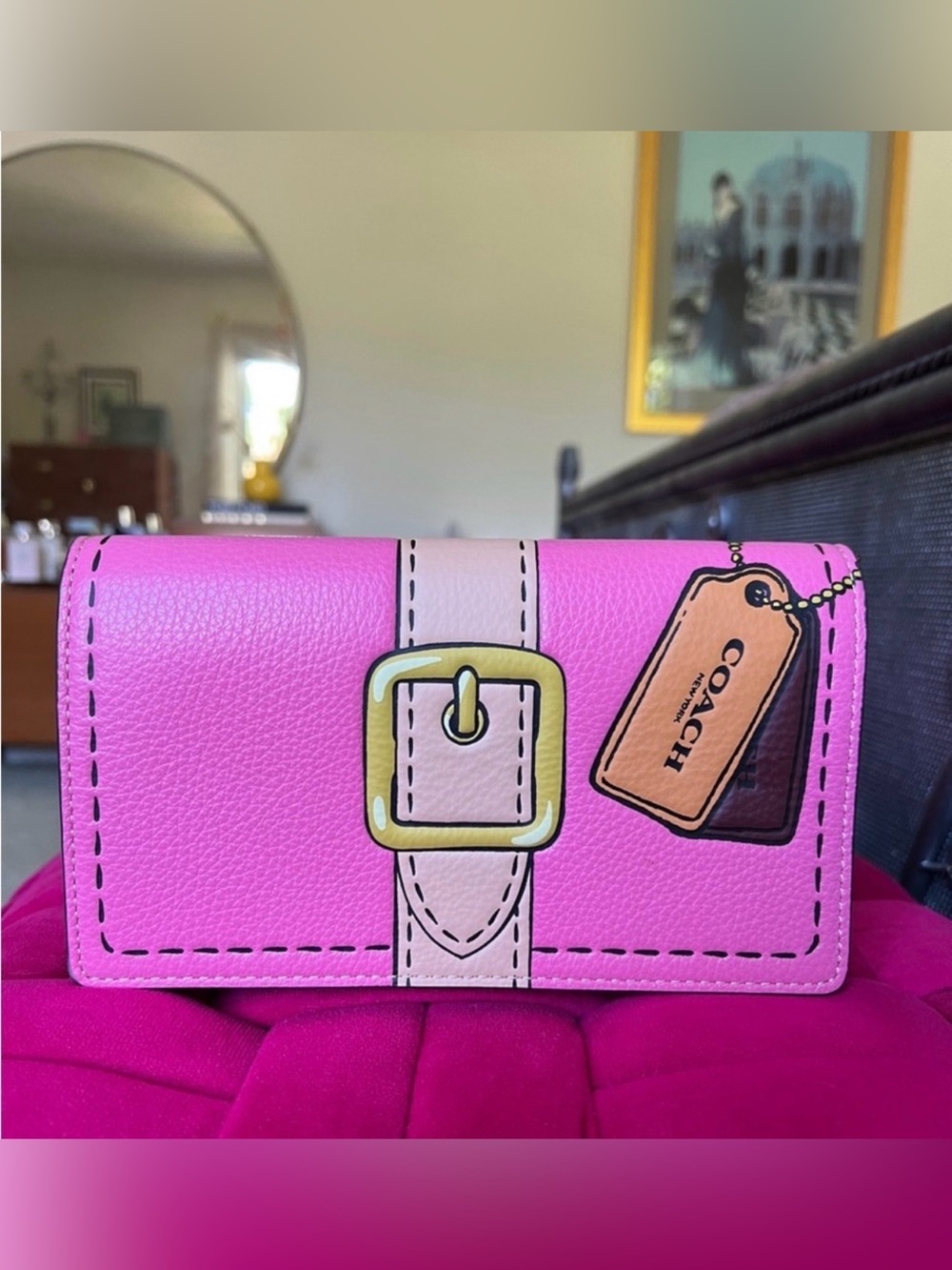COACH Limited Edition Pink Graphic Leather Crossbody - Like new!